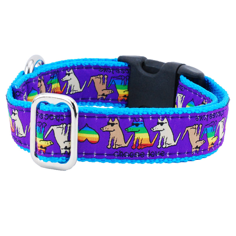 1″ Choose Love Teddy The Dog Essential Buckle Martingale Dog Collar-Pet Collars & Leashes-BIG FRENCHIES-2 Hounds Design