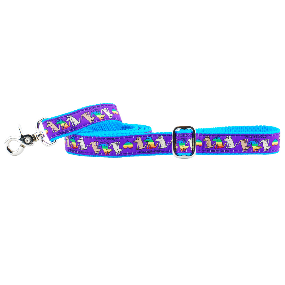 1″ Choose Love Teddy The Dog Ribbon Dog Leash-Pet Collars & Leashes-BIG FRENCHIES-2 Hounds Design