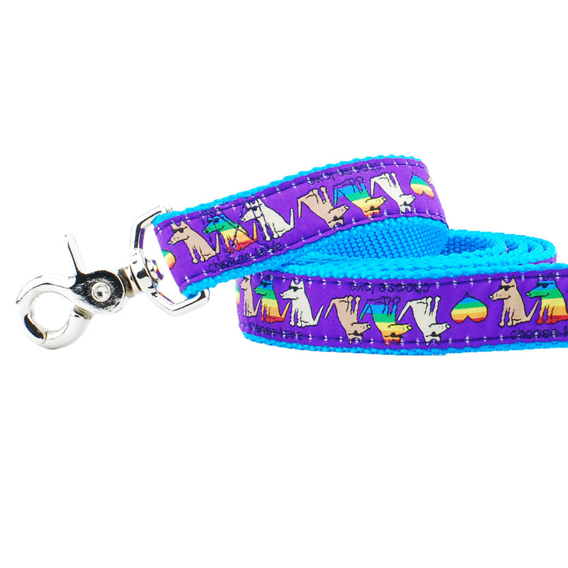 1″ Choose Love Teddy The Dog Ribbon Dog Leash-Pet Collars & Leashes-BIG FRENCHIES-2 Hounds Design