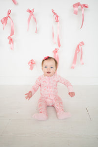 Pink Bows (Convertible Zip Footies) - BIG FRENCHIES