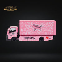 MicroTurbo Hino 300 Custom Box Truck Pink #43 Livery 1:64