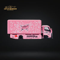 MicroTurbo Hino 300 Custom Box Truck Pink #43 Livery 1:64