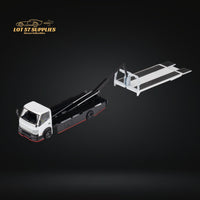MicroTurbo Hino 300 Custom Flatbed Truck White 1:64