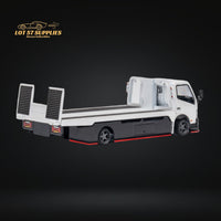 MicroTurbo Hino 300 Custom Flatbed Truck White 1:64