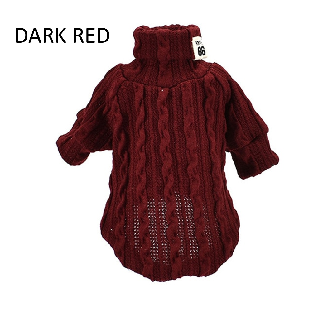 Winter Warm Knitted Turtleneck Sweater for Small Dogs or Cats - BIG FRENCHIES