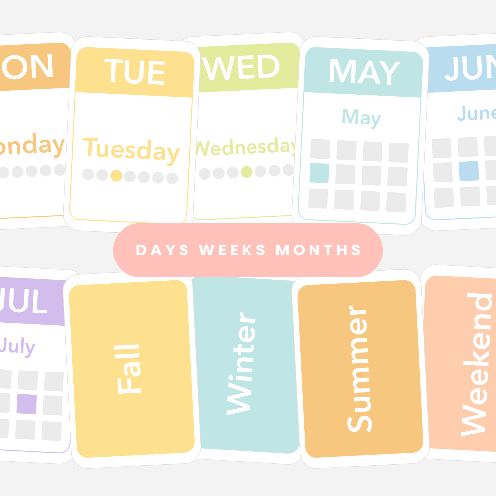 Calendar (Days, Months, Seasons) Flashcards and Magnets