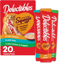 Delectables Squeeze Up Cat Treats Variety Pack, Creamy Puree Tubes