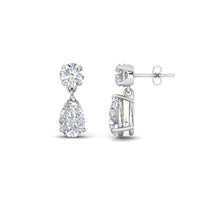 Round And Pear Drop Stud Earrings