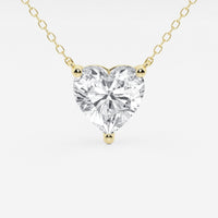 2.00 CTW Floating Heart Shape Lab Grown Diamond Solitaire Pendant Necklace F/G VS1 AGI Certified in 14K White or Yellow Gold