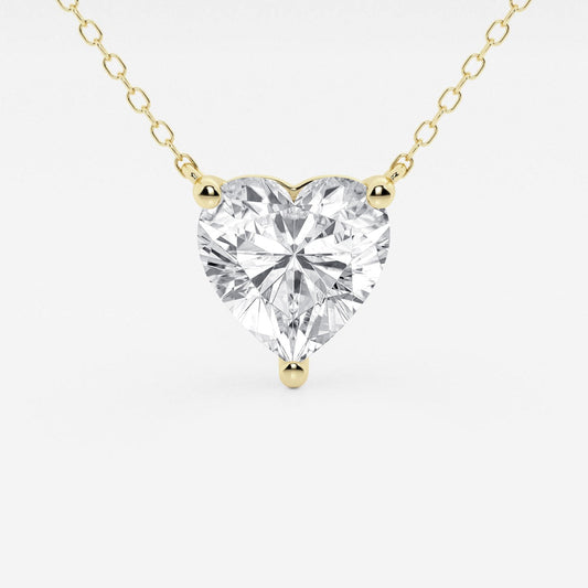 2.00 CTW Floating Heart Shape Lab Grown Diamond Solitaire Pendant Necklace F/G VS1 AGI Certified in 14K White or Yellow Gold
