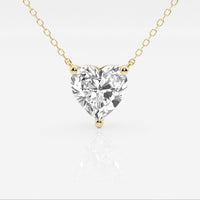 2.00 CTW Floating Heart Shape Lab Grown Diamond Solitaire Pendant Necklace F/G VS1 AGI Certified in 14K White or Yellow Gold