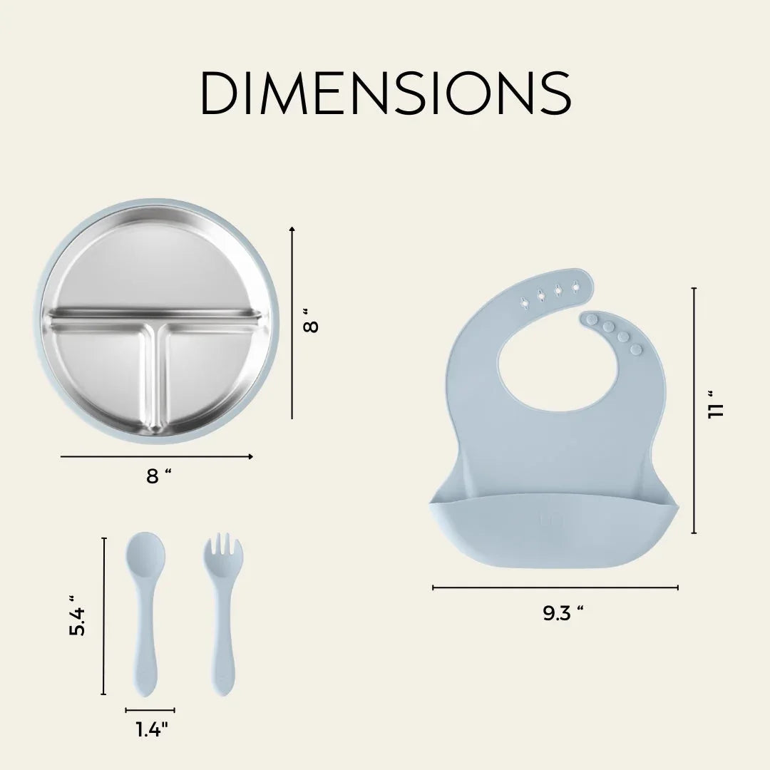 Stainless Steel Baby Feeding Set 6+ Months - Baby Blue - BIG FRENCHIES