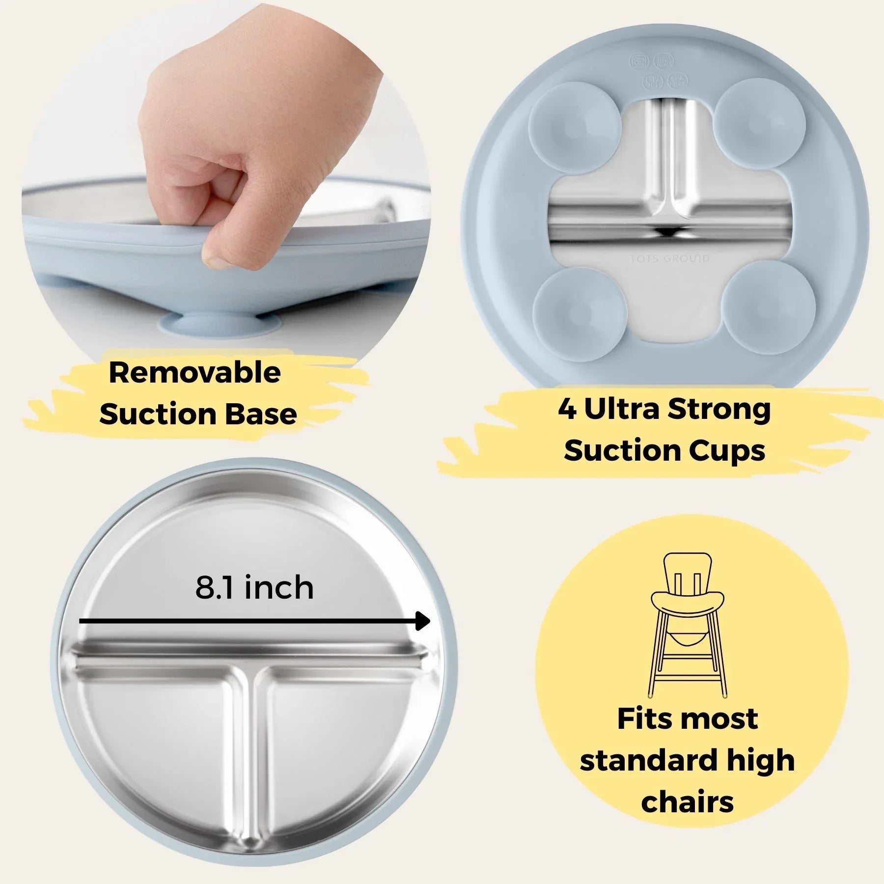 Stainless Steel Plate Set of 2 (Butter Yellow & Baby Blue) - BIG FRENCHIES