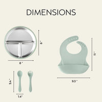 Stainless Steel Baby Feeding Set 6+ Months- Sage Green - BIG FRENCHIES