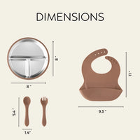 Stainless Steel Baby Feeding Set 6+ Months - Mocha Mousse - BIG FRENCHIES