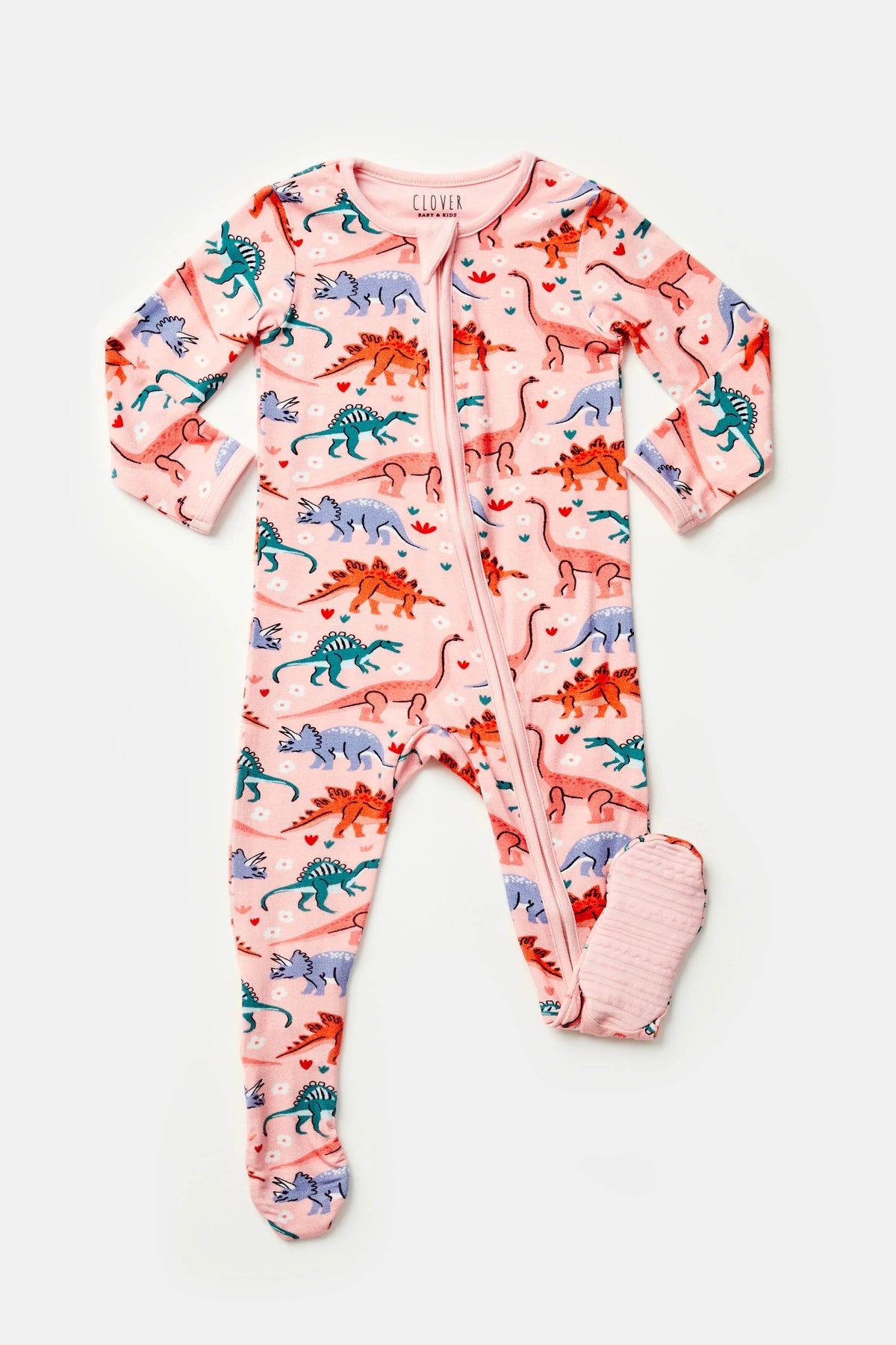 Soft & Stretchy Zipper Footie - Dinosaur Garden - BIG FRENCHIES