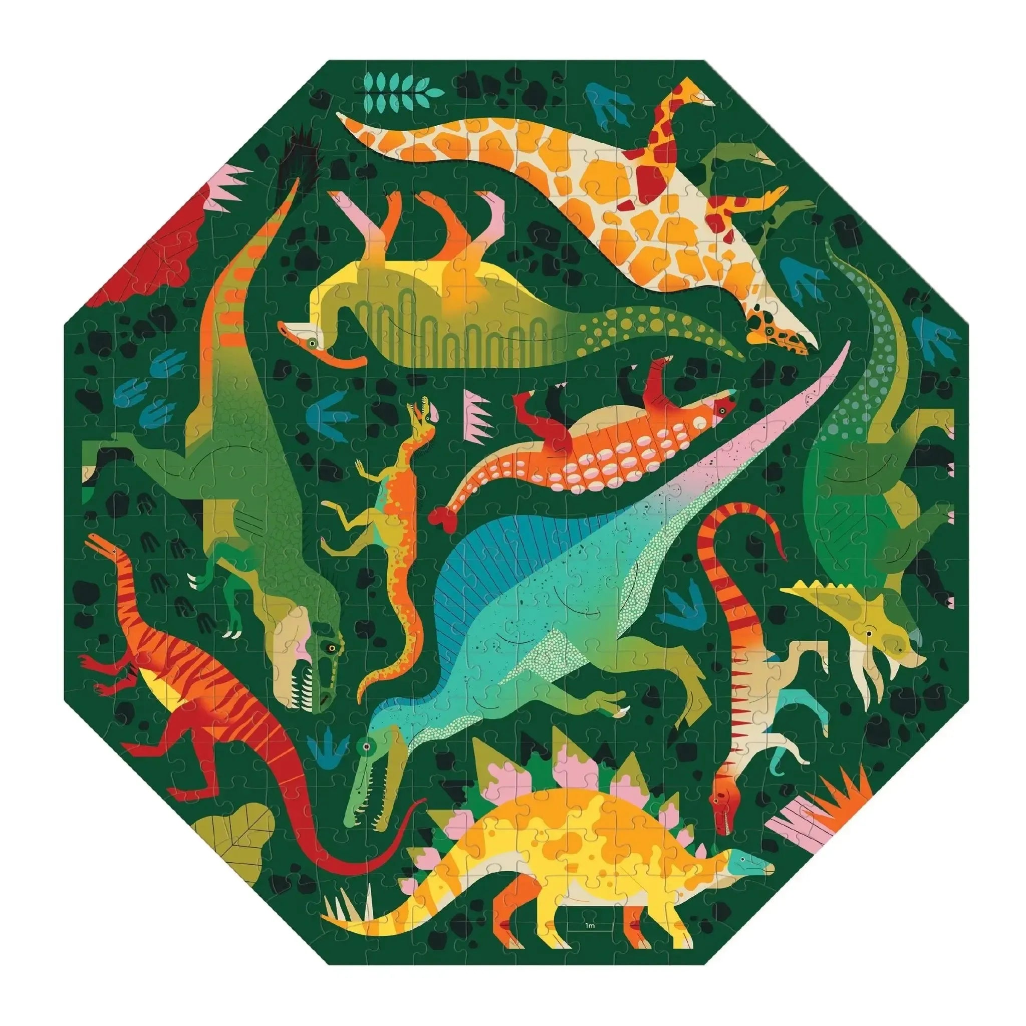 Dinosaurs to Scale 300 Piece Octagon Jigsaw Puzzle Mudpuppy