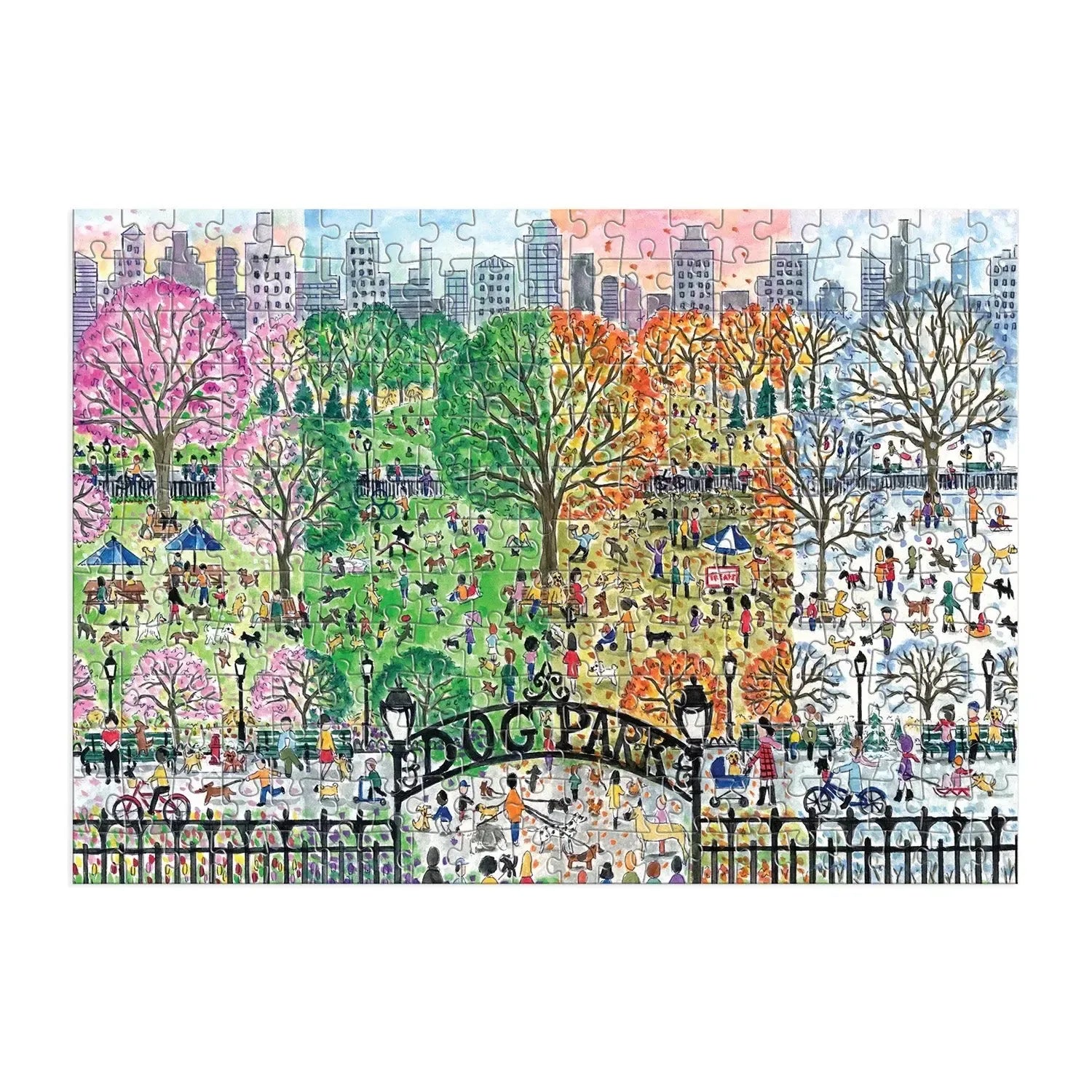 Dog Park in Four Seasons 250 Piece Wood Jigsaw Puzzle Galison