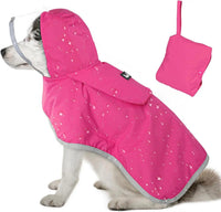 Dog Raincoat with Clear Hood Reflective Trim Adjustable XS–3XL in 3 colors