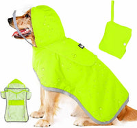 Dog Raincoat with Clear Hood Reflective Trim Adjustable XS–3XL in 3 colors