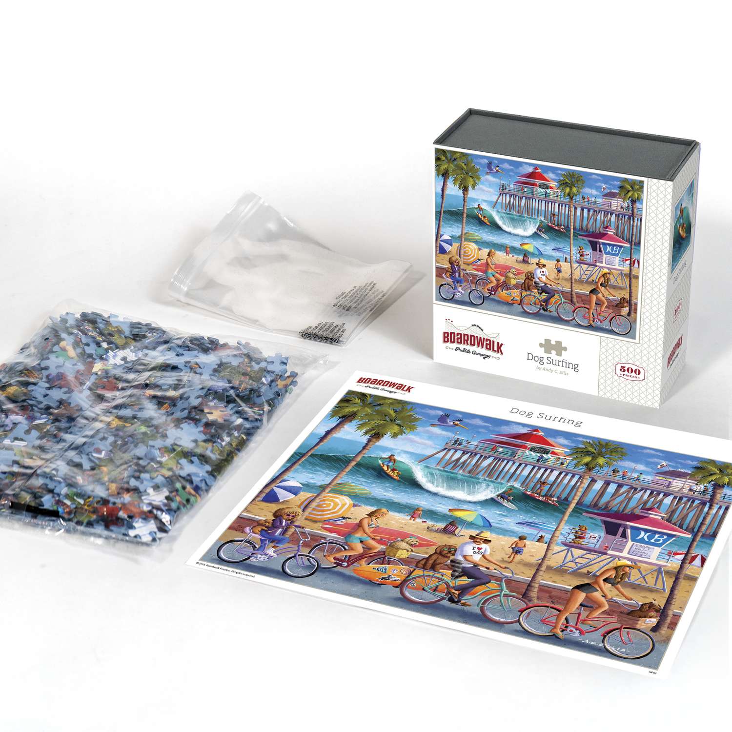 Dog Surfing 500 Piece Jigsaw Puzzle Boardwalk