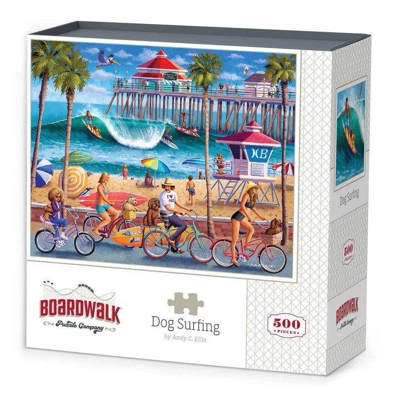 Dog Surfing 500 Piece Jigsaw Puzzle Boardwalk - BIG FRENCHIES