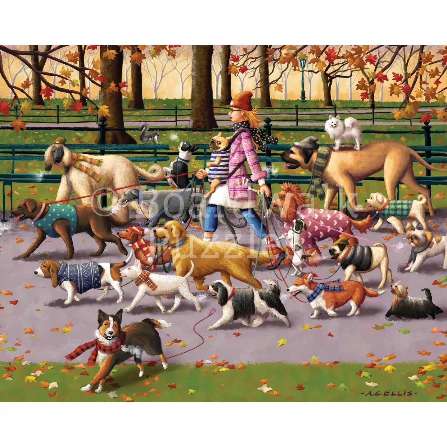 Dog Walker 210 Piece Jigsaw Puzzle Boardwalk - BIG FRENCHIES