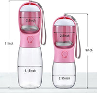 Dog Water & Food Bottle Portable 2in1 Dispenser Filter Leak Proof Travel Hiking