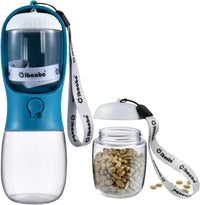Dog Water & Food Bottle Portable 2in1 Dispenser Filter Leak Proof Travel Hiking