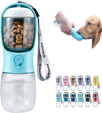 Dog Water & Food Bottle Portable 2in1 Dispenser Filter Leak Proof Travel Hiking