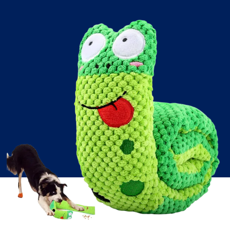Dog Puzzle Feeder Plush Snail – Interactive Squeaky Chew Toy for Puppies & Dogs - BIG FRENCHIES