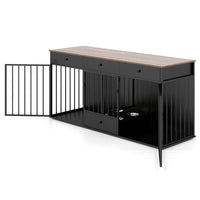Dog Crate Furniture Indoor Modern Dog Kennel with Divider 3 Drawers and Pull-out Feeder
