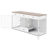 Dog Crate Furniture Indoor Modern Dog Kennel with Divider 3 Drawers and Pull-out Feeder