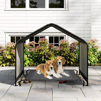 Dog Shade Shelter with Waterproof Roof for Large Medium Small Breeds-Black