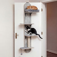 Door Hanging Cat Climber 4-level Height Adjustable with Plush Bed