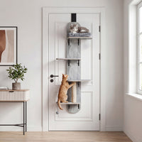 Door Hanging Cat Climber 4-level Height Adjustable with Plush Bed
