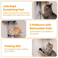 Door Hanging Cat Climber 4-level Height Adjustable with Plush Bed
