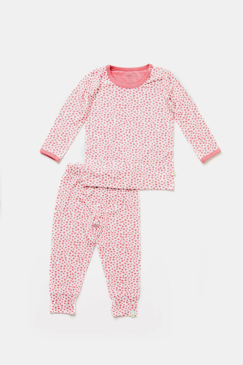 Long Sleeve Pajama Set - Coral Dots - BIG FRENCHIES