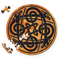 Double Dogs 88 Wood Piece Double-Sided Round Jigsaw Puzzle Curiosi