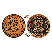 Double Dogs 88 Wood Piece Double-Sided Round Jigsaw Puzzle Curiosi