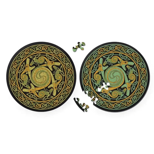 Double Dragon 88 Wood Piece Double-Sided Round Jigsaw Puzzle Curiosi - BIG FRENCHIES