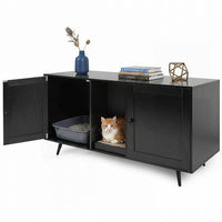 Double Cat Litter Box Enclosure with Scratching Pad