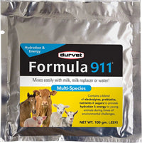 Lamb Livestock Durvet Formula 911 Electrolyte & Probiotic Support Baby Animals 4 Oz.