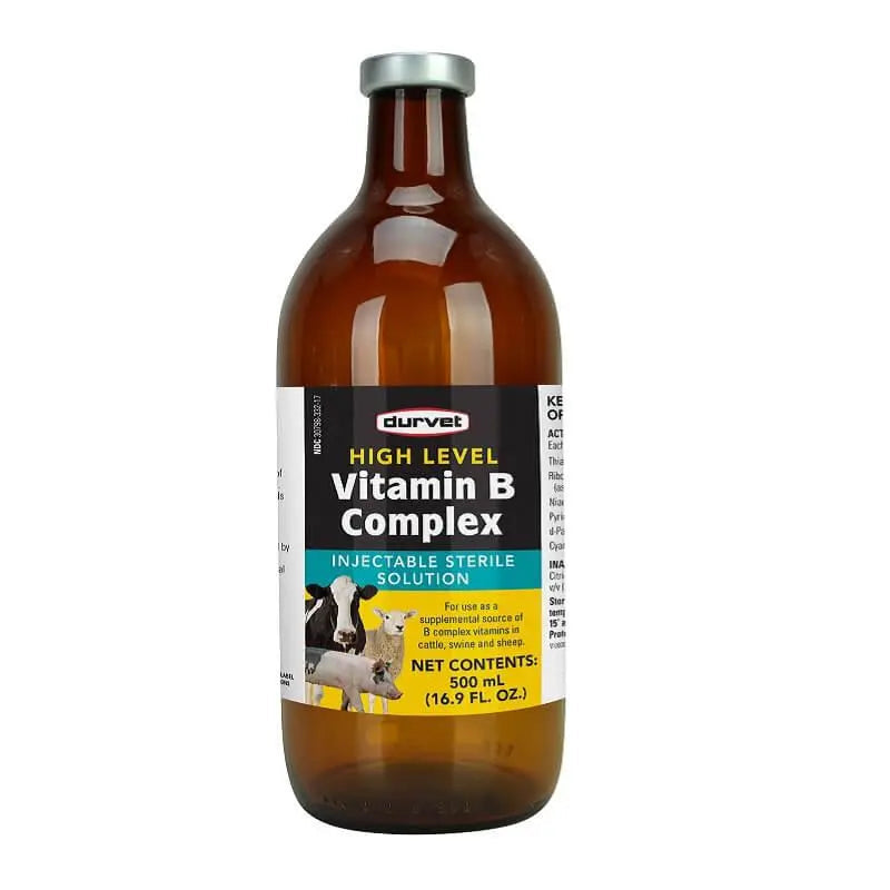 Durvet High Level Vitamin B Complex for Cattle Sheep Swine 500 mL