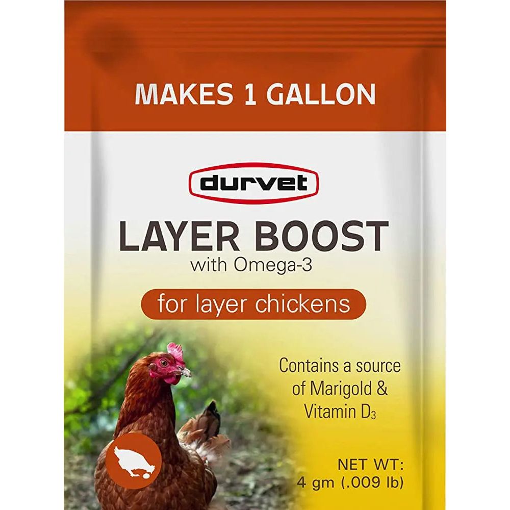 Chicken Durvet Layer Boost Omega-3 Poultry 4g 40-pack Vitamins Electrolytes Laying Hens