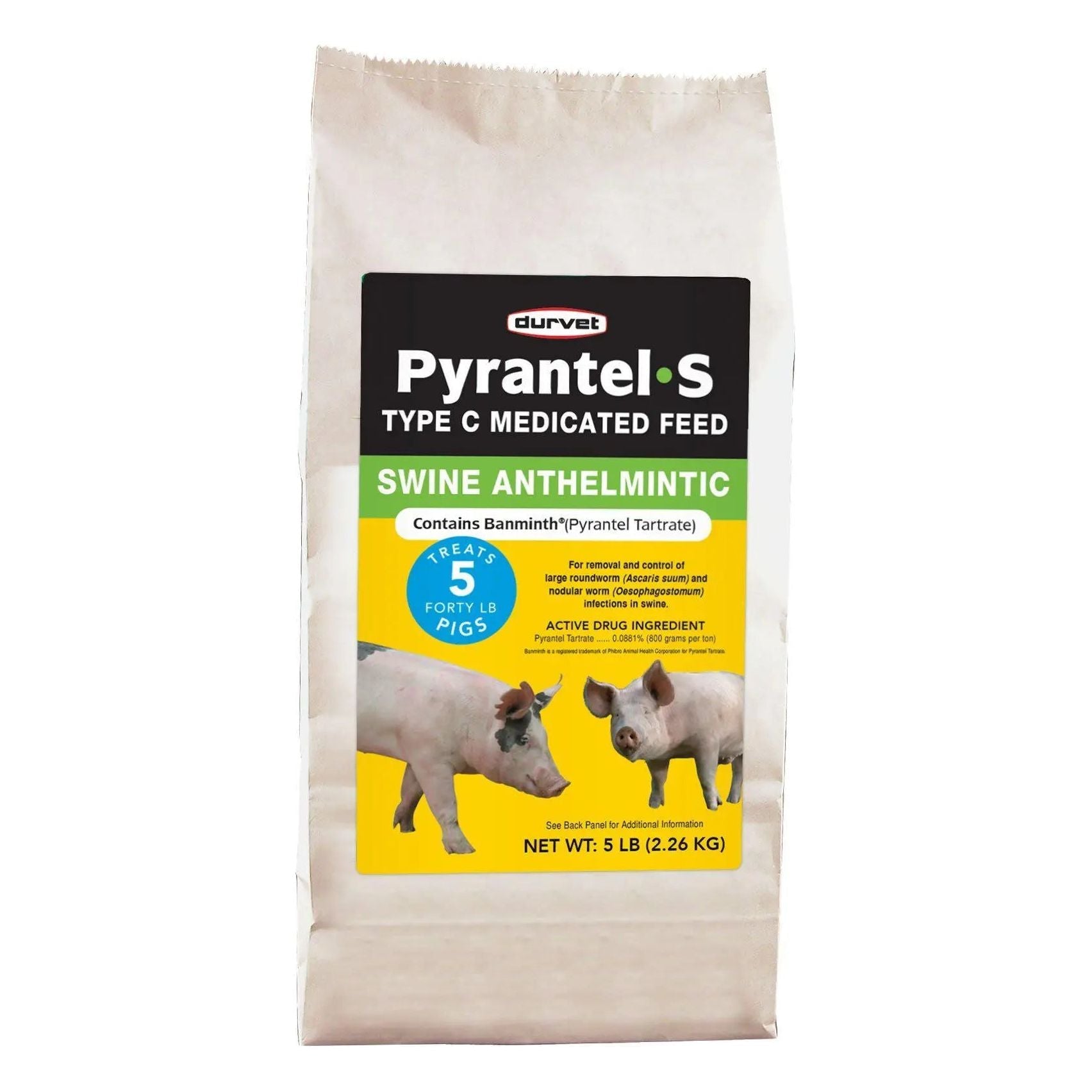Durvet Pyrantel-S Type C Medicated Feed Swine Anthelmintic 5 lbs.
