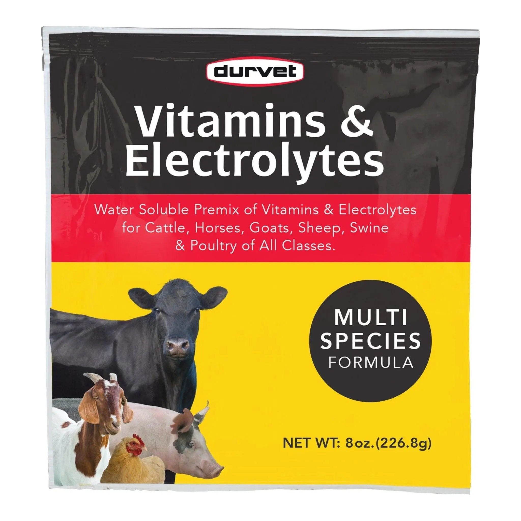 Durvet Vitamins & Electrolytes for Poultry Swine Ruminants & Horses 8 oz. 3-Pack