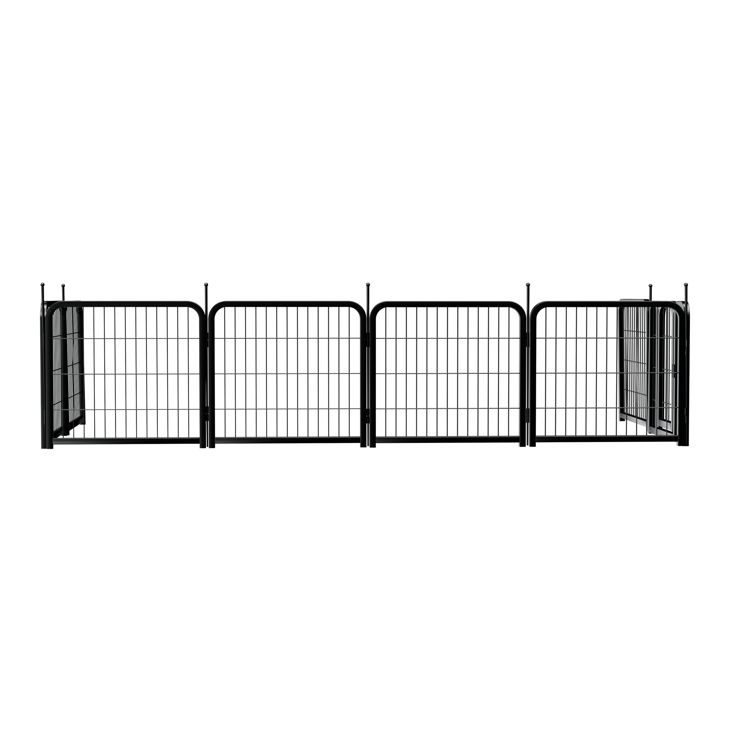 Outdoor dog fence, 8-piece board dog fence. 31 inch portable pet sports fence. Black, 26.3 inches wide x 31.5 inches high.