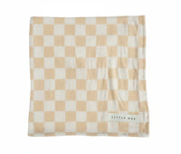 Beige & White Checkered Stretch Swaddle - BIG FRENCHIES
