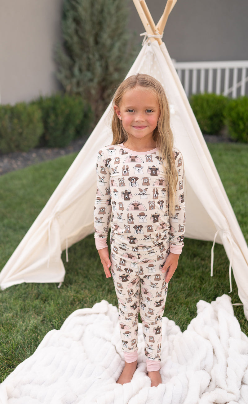 Camp Paws (Long Sleeve PJ) - Pink - BIG FRENCHIES